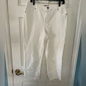 Dennis Basso White Cropped Jeans